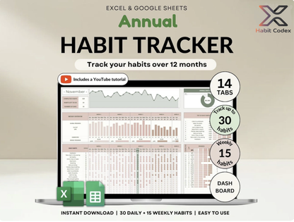 Habit Tracker for Excel & Google Sheets