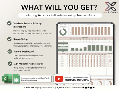 Habit Tracker for Excel & Google Sheets