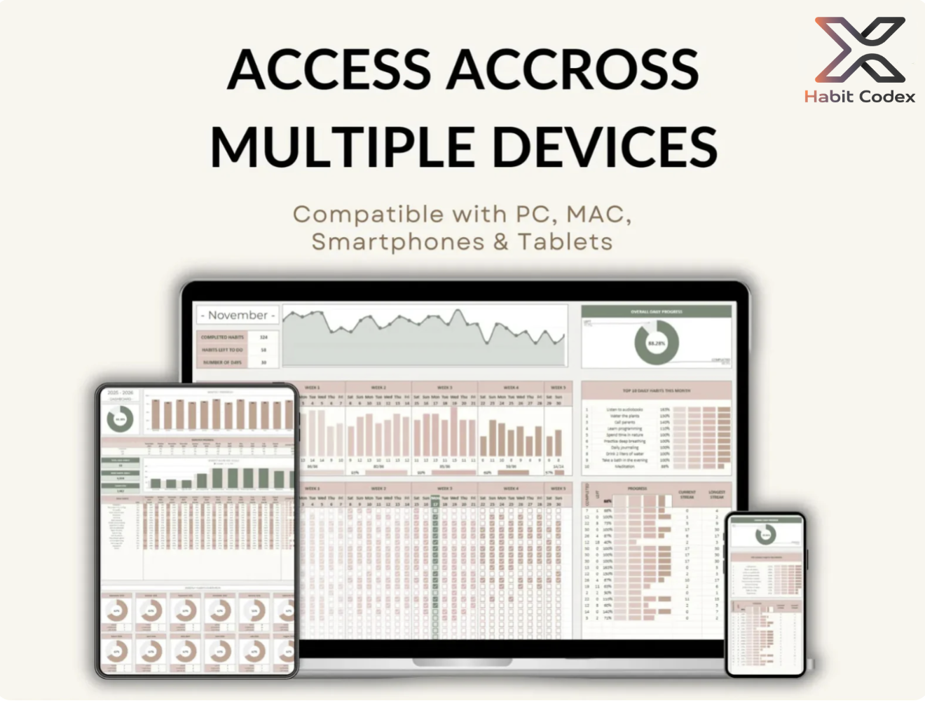 Habit Tracker for Excel & Google Sheets